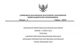 LEMBARAN KALURAHAN KALITEKUK NO. 1 TAHUN 2025 TETANG LPJ REALISASI APBKal T.A 2024
